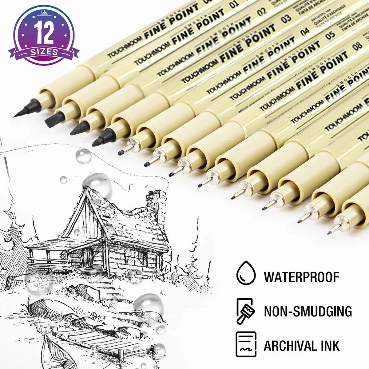 6-12Pcs/Set Hook Needle Pen Hand-painted Fineliner