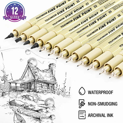 6-12Pcs/Set Hook Needle Pen Hand-painted Fineliner