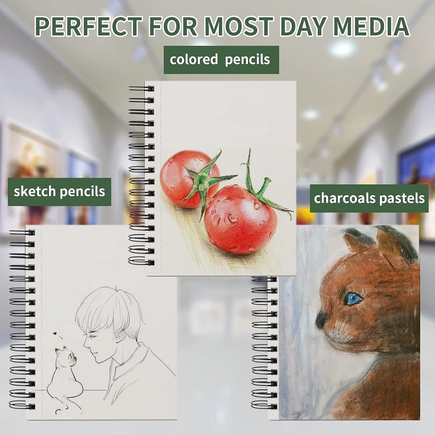 2 pcs/30 Sheet Thickened Spiral Sketchbook - Premium Quality Paper for Vibrant Colors & Smooth Drawing - For Art Students